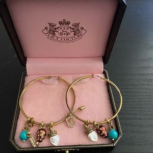 Juicy Couture Gold Tone Hoop Earrings with Charms